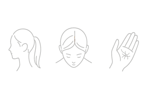 女性の細い髪の初期サイン｜ボリューム低下・分け目の地肌透け・短く細い抜け毛のセルフチェック図解