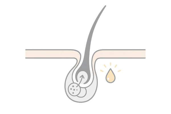白髪ケアにおけるヘマチンの働き|メラノサイトとメラニン生成イメージ