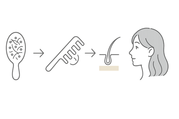 更年期の抜け毛は回復する流れ|6か月のヘアサイクル・タイムライン図