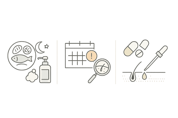 更年期の薄毛対策|セルフケア・受診タイミング・医療治療の三位一体イラスト
