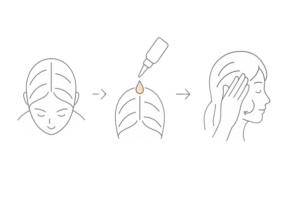 アデノシン配合育毛剤の正しい塗布方法3ステップ｜分け目・滴下・指の腹でなじませ