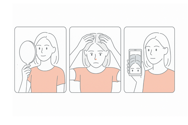 セルフチェック(鏡と分け目確認の簡易手順)