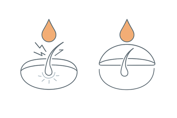ヘアカラーやパーマによる頭皮刺激と保護ケアの対比イメージ