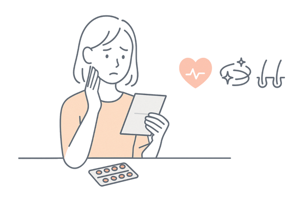 女性の薄毛治療薬の副作用リスクに不安を感じる女性のイメージ（内服薬を始める前の確認）