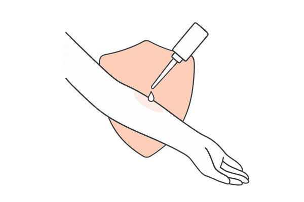 パッチテストで刺激やかぶれリスクを避けるイメージ図