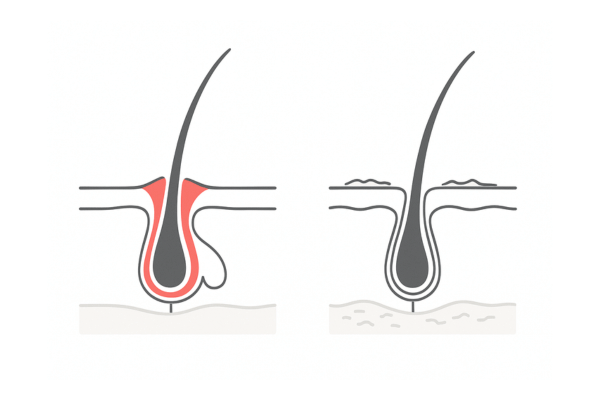 頭皮の炎症やフケ・かゆみがある女性頭皮のイメージ（脂漏・乾燥）