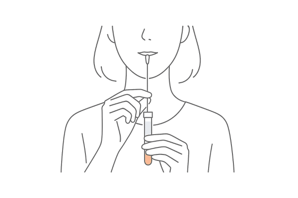 自宅で行う唾液採取のやり方イメージ（簡単で痛みが少ないセルフ検査）