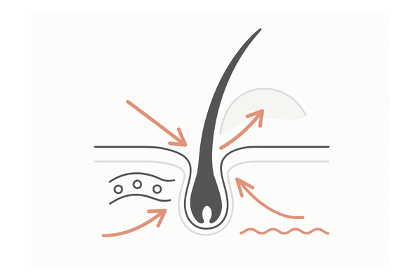 生え際ケアに有効な成分イメージ(血行促進・保湿・抗炎症)