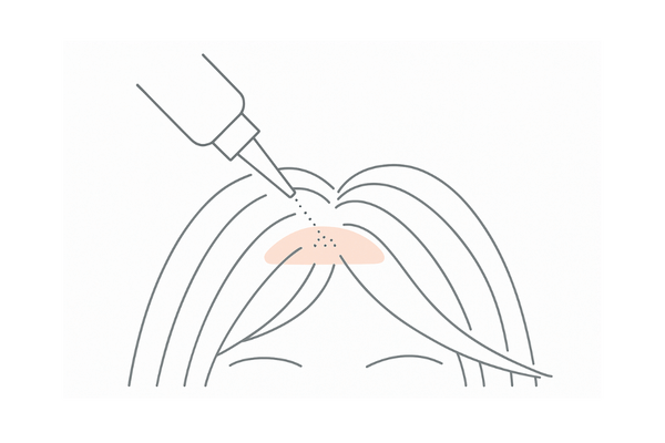 分け目・つむじ専用のノズルで頭皮に直接届ける育毛剤イメージ