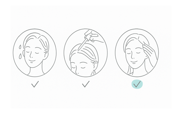 生え際への正しい塗り方ステップ（清潔→少量→指の腹でなじませる）