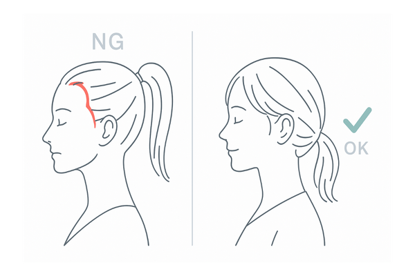 牽引性脱毛症を防ぐヘアスタイルの比較（きついポニーテールとゆるいまとめ髪）
