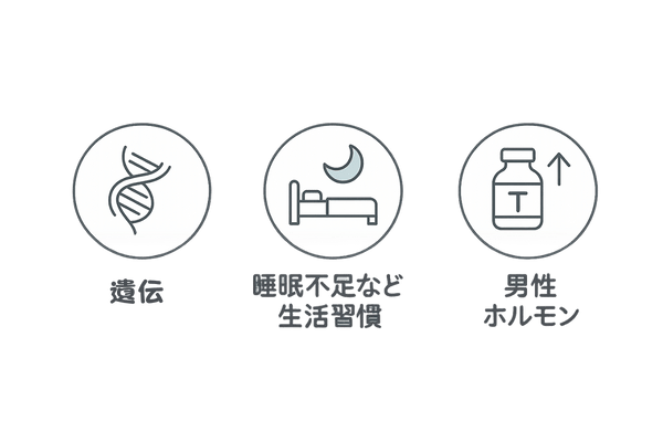 若ハゲの主な原因3つ(遺伝・生活習慣・男性ホルモン)