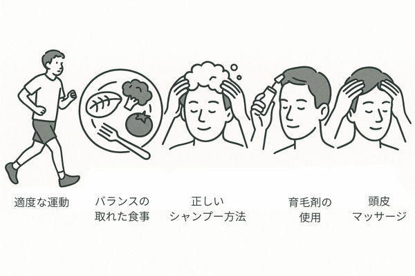 毛根を健康に保つ5つのセルフケア方法イラスト