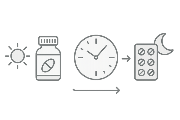 プロペシアとロキソニンの服用間隔イメージ（時間差の取り方）